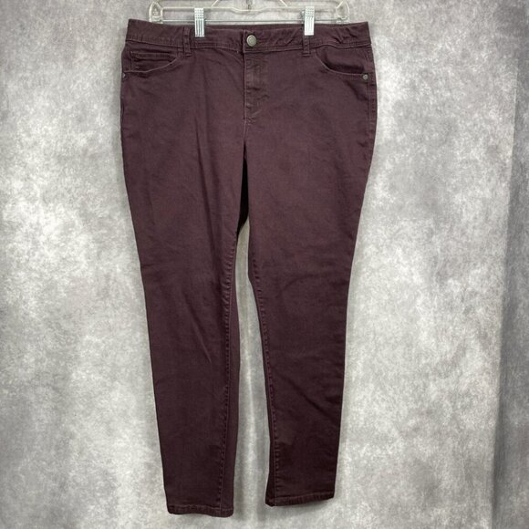 Simply Vera Vera Wang Skinny Mid Rise Jeans 12 Purple Stretch Denim Casual - Picture 1 of 11